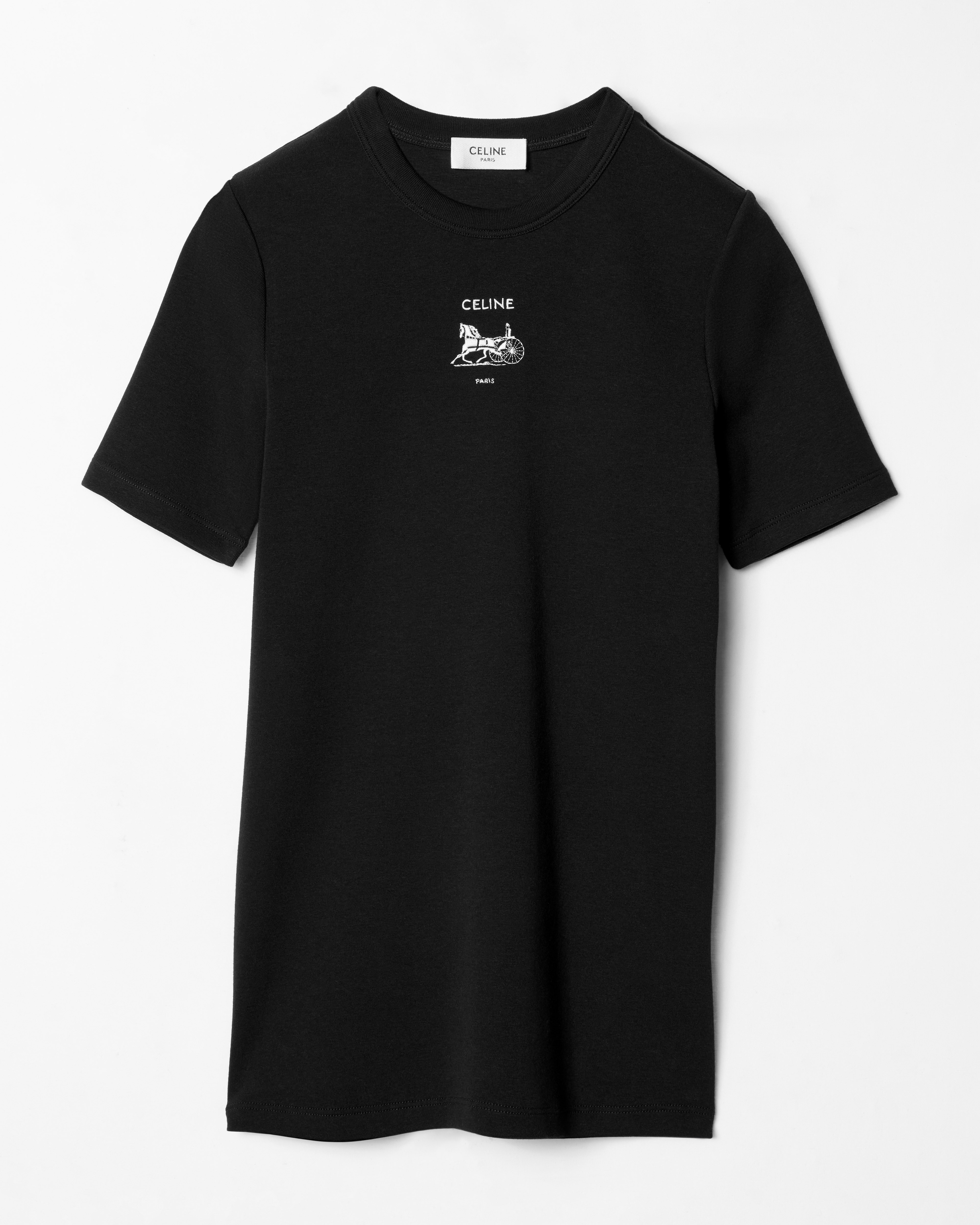 Tシャツ / リブ編みコットンジャージー - ブラック / ホワイト | CELINE